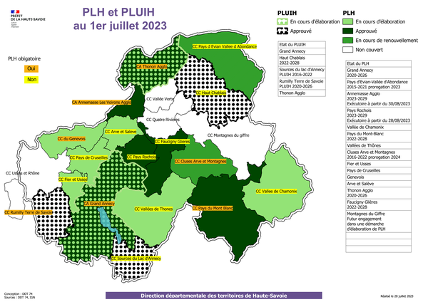 PLH et PLUi-H en Haute-Savoie au 1er juillet 2023
