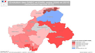 Évolution des GAEC et EARL entre 2000 et 2010