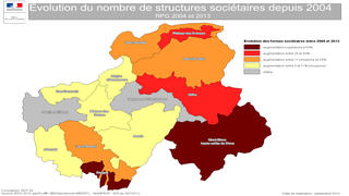 Évolution du nombre de structures sociétaires depuis 2004