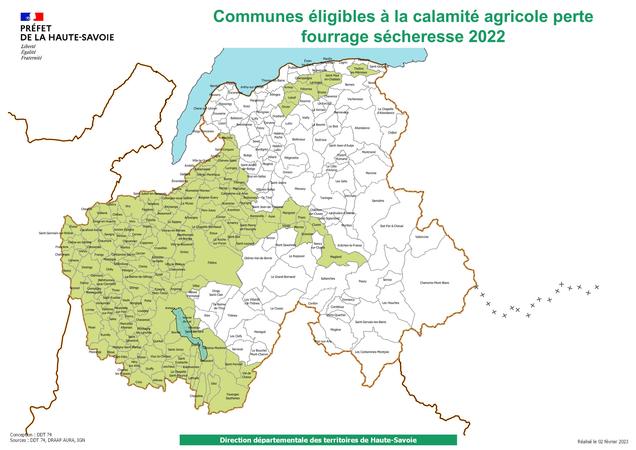 calamités agricoles sécheresse 2022 : carte des communes éligibles