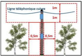 élagage des arbres : distance avec une ligne téléphonique cuivre