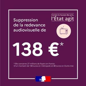 La redevance audiovisuelle est supprimée pour 27 millions de foyers pour protéger le pouvoir d'achat des Français.
