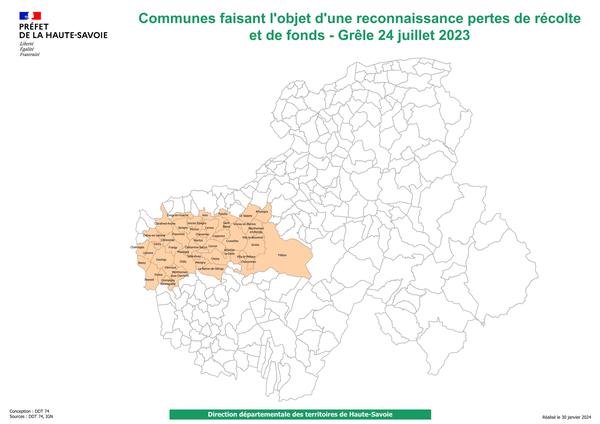 calamités agricoles grêle juillet 2023 : carte des communes éligibles