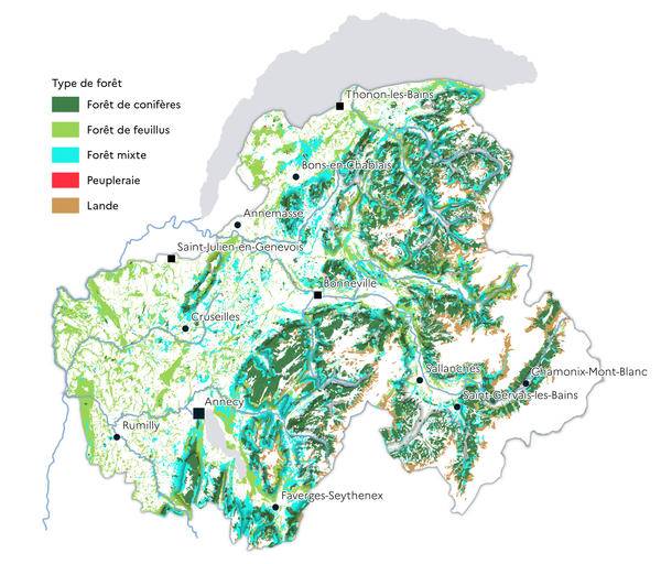 Carte départementale des massifs forestiers (Source : BD forêt)