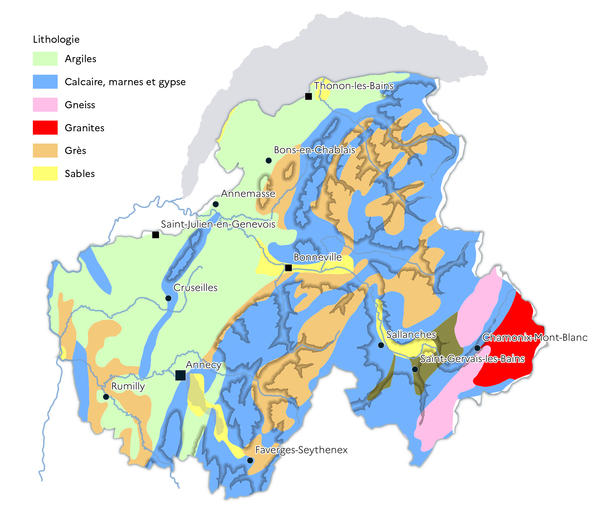 Carte géologique simplifiée du département