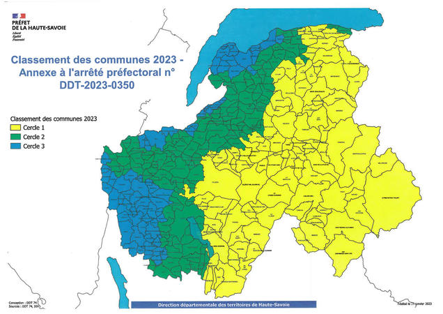 Pastoralisme : carte 2023 du zonage des cercles 1, 2 et 3